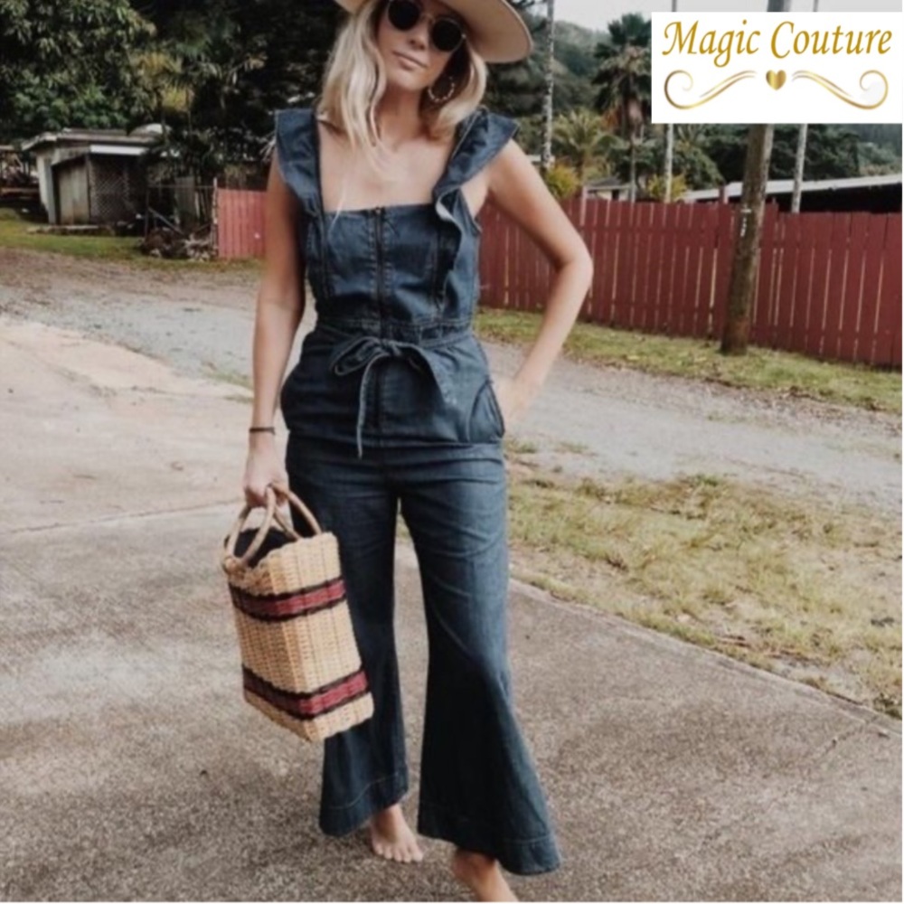 Free People Denim Jumpsuit